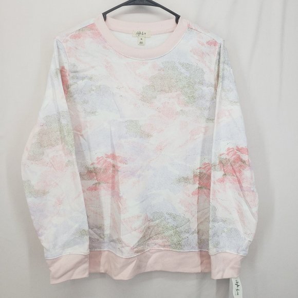 Style & Co Pink Camo Sweatshirt Petite Large *Flawed* (AP) - Picture 1 of 9